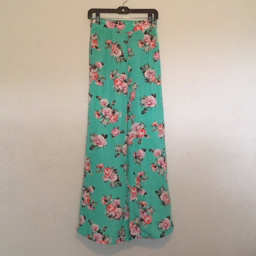 Flowered Wide Leg Dress Pants